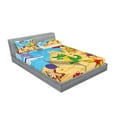 thumbnail image 2 of Ambesonne Animal Fitted Sheet & Pillow Sham Set, Cartoon Animals on Beach, Full, Multicolor, 2 of 2
