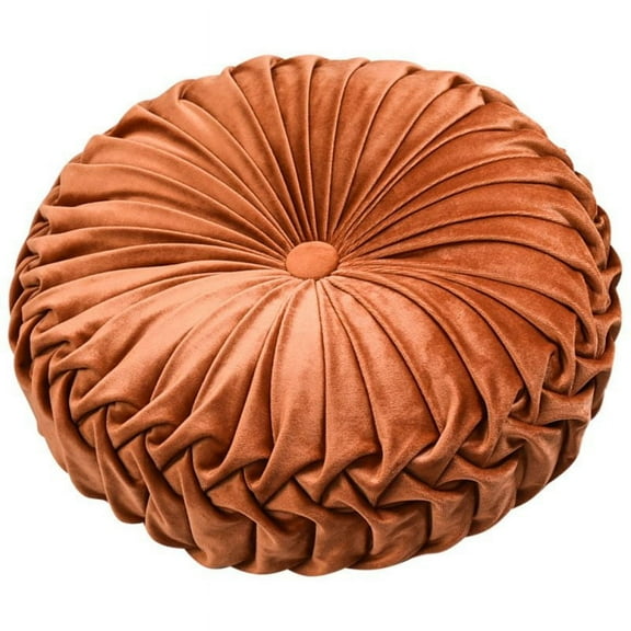 Mictong pleated round cushion sofa cushion floor pillow suitable for sofa chair bed car interior home decoration, orange, 1 piece