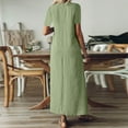 thumbnail image 7 of Evdexr Cotton T-Shirt Dress Women Linen Maxi Shirt Dress V Neck Flowy Solid Colour Short Sleeve A-Line Dresses Flowy Plus Size Loose Casual Dress with Pockets Green M, 7 of 7