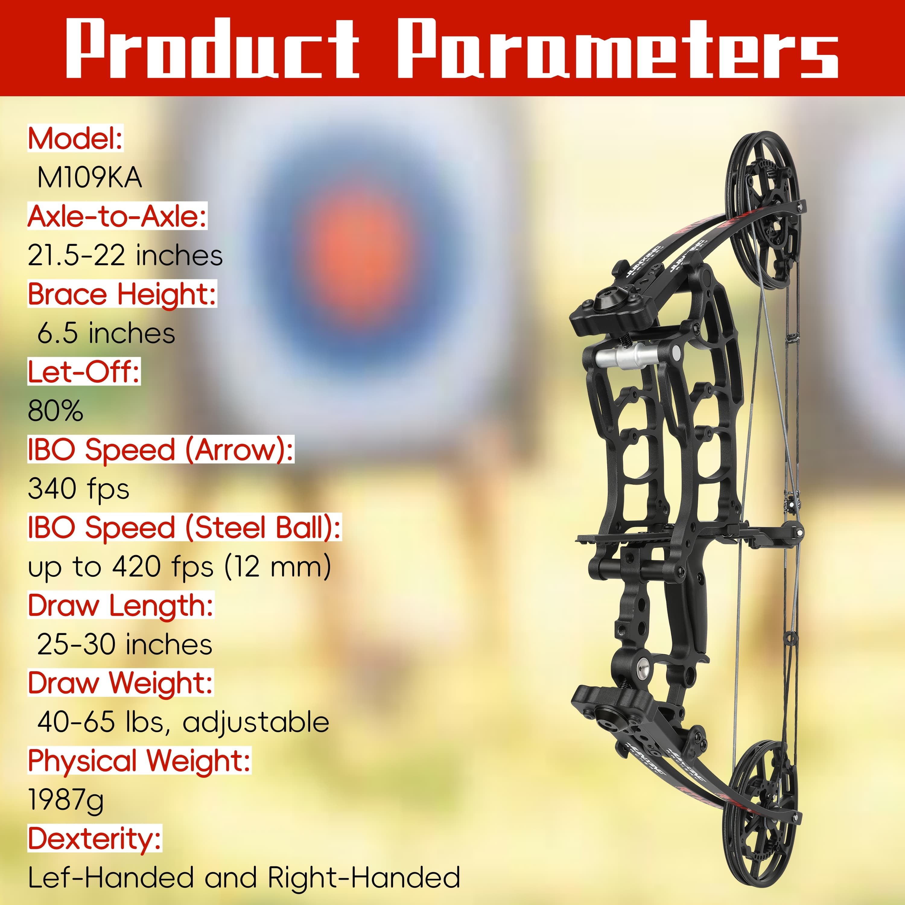 JUNIXNG M109KA Dual-Use Compound Bow Hunting Bow Kit 40-65 lbs