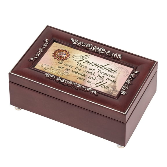Cottage Garden Grandma Treasures All Over Rosewood Jewelry Music Box Plays You are My Sunshine