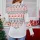 thumbnail image 2 of Camisa con estampado navideño, bloque de color, manga larga, informal, holgada, con cuello redondo, blusa con estampado, Top para mujer, blanco, XXL, 2 of 8