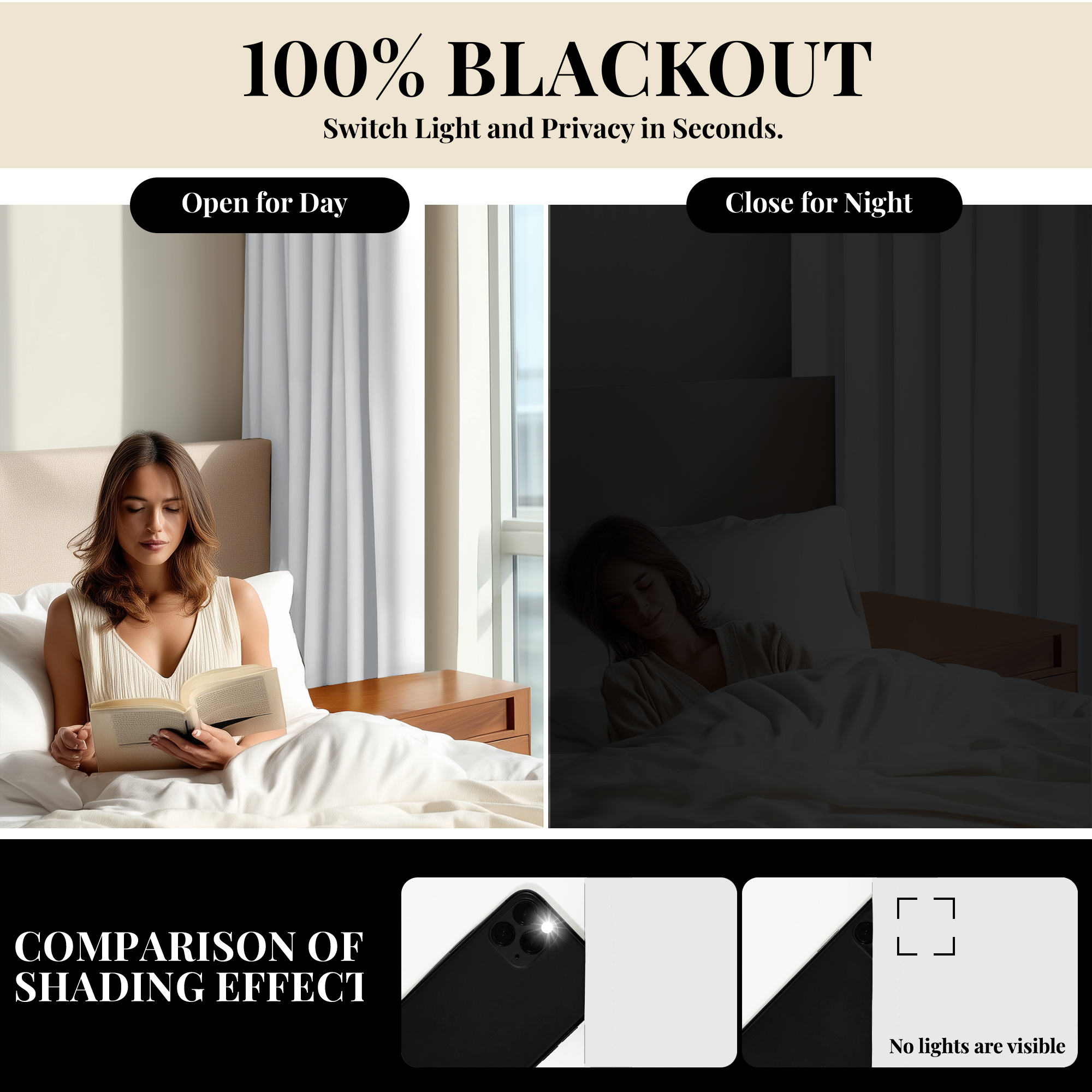 ZOPZO Room Darkening Blackout Curtains, Bright White, 52W x 72L Inch, Energy Saving Thermal Insulated Drapes for Bedroom and Nursery, Set of 2