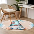 thumbnail image 5 of Coastal Beach Round Area Rug 4ft, Blue Gnomes Summer Ocean Sea Wave Starfish Beige Washable Non-Slip Circle Rugs for Bedroom Living Room Kitchen, Soft Non Shedding Circle Carpet for Dining Room Dorm, 5 of 9