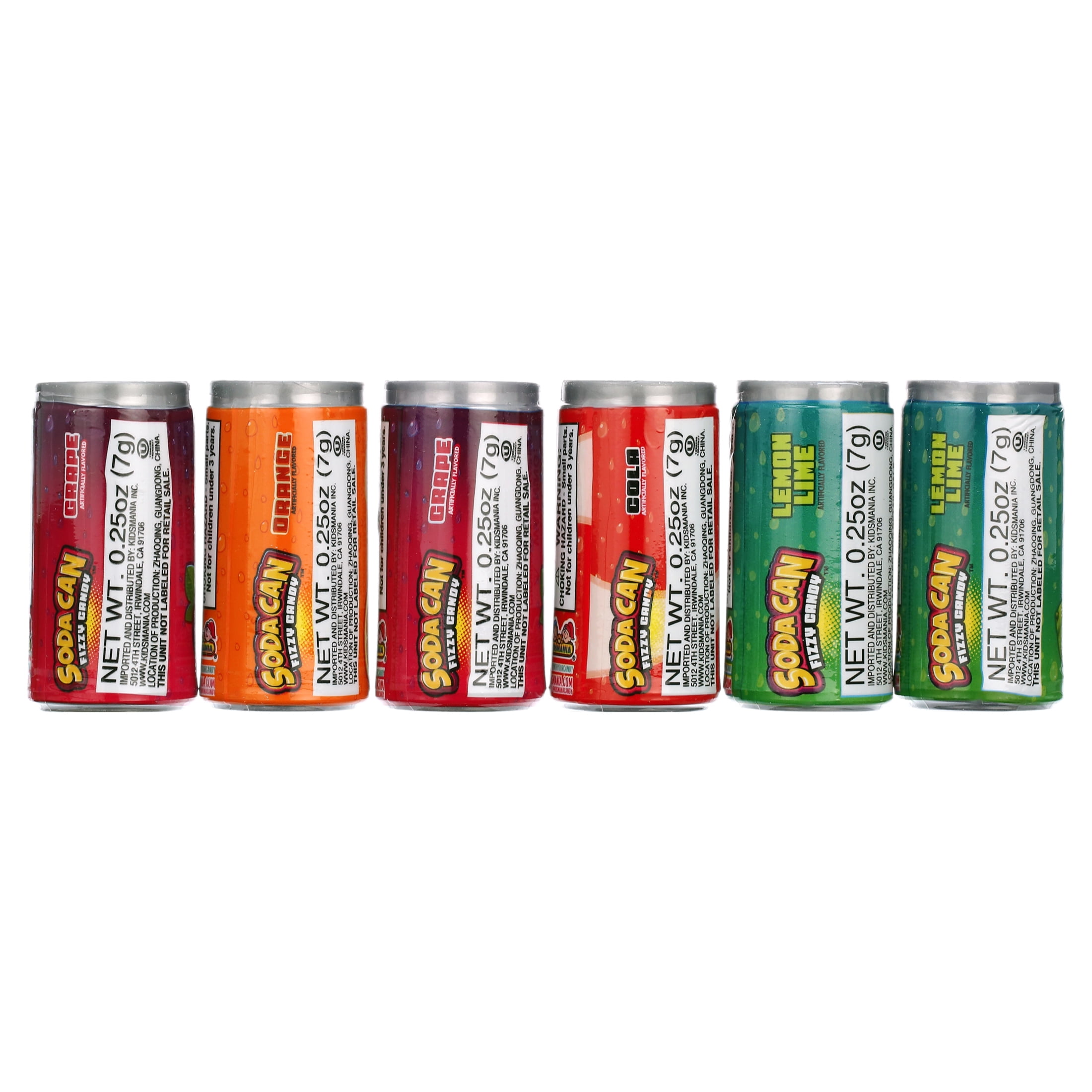 Mini Soda Can Fizzy Candy .25oz - 4 Assorted Flavors (12 Pack)