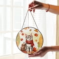thumbnail image 2 of Welcome Fall Manx Enjoys School Time Autumn Fall Leaves Stained Glass Suncatcher Cat Lover Kitten Owner Gifts Window Hanging Sign Decor - 02013, 2 of 5