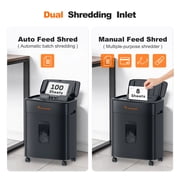 Bonsaii 100-Sheet Auto Feed Micro-Cut Paper Shredder, P-4 High Security Heavy Duty Shredder with 4.2-Gallon Pull-Out Bin,Black
