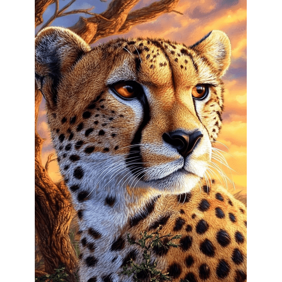 5D Animal Cheetah Diamond Art 12x16 Inch Full Drill Diamond Painting Kits for Adults & Beginners - DIY Art Crafts for Relaxation and Home Wall Decor 1