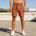 thumbnail image 2 of lcziwo Gym Shorts Men with Pockets Big and Tall Holiday Casual Elastic Waist Hiking Shorts Beach Fishing Wide Leg Dress Shorts Orange M, 2 of 7