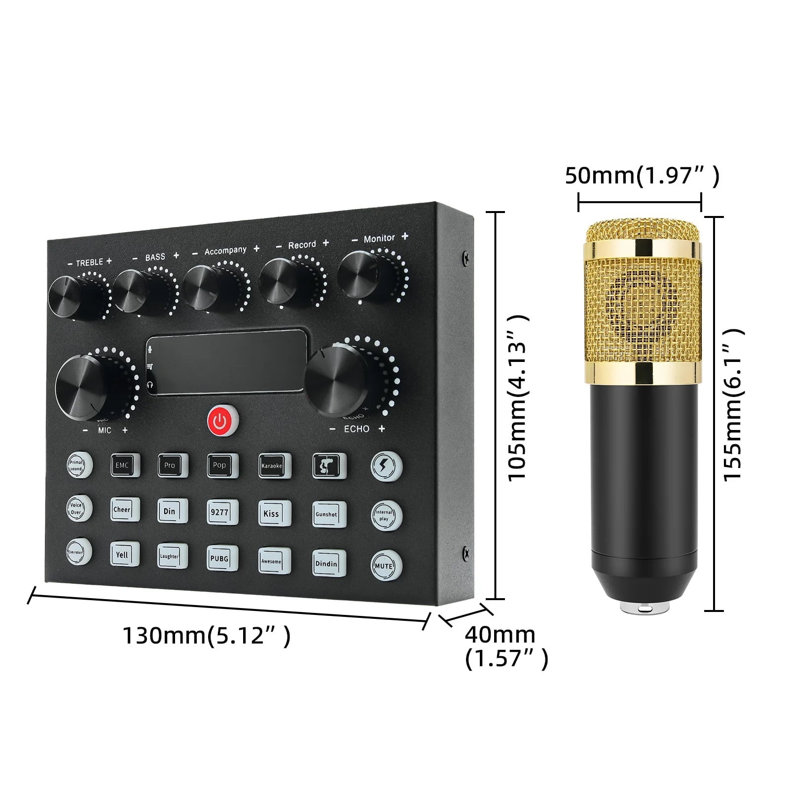 Portable Audio Device V8S Audio Mixer External Sound Card with 10 Sound Effect For Live Streaming PC Computer Phone Broadcasting ,Precision Control