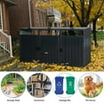 thumbnail image 3 of Metal Outdoor Garbage Can Storage Shed for 3 Trash Cans, Metal Garbage Enclosure with Spring-Assisted Doors  for Patio, Backyard, Charcoal, 3 of 7