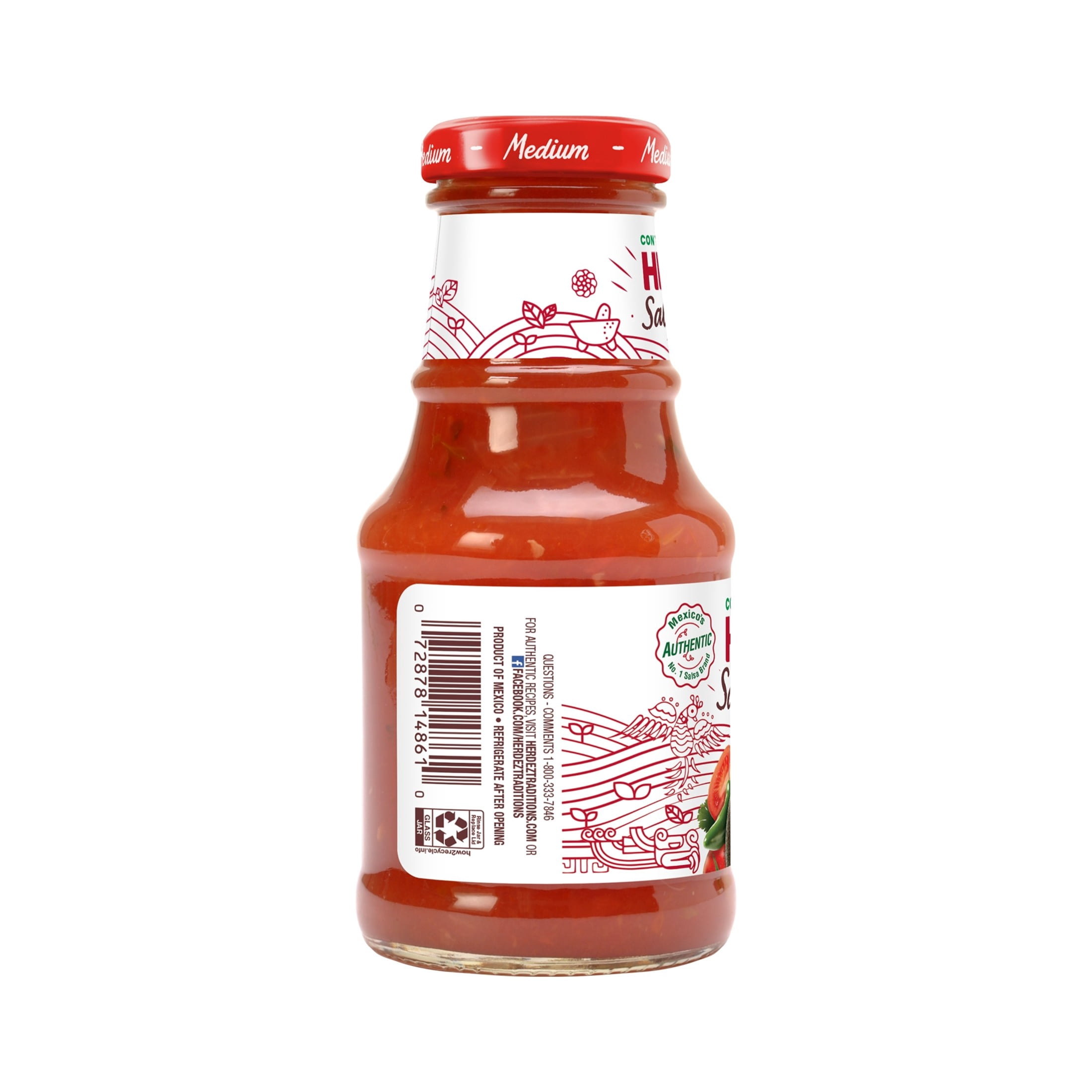 (2 pack) HERDEZ Salsa Casera Medium, Tortilla Chip Dip, Shelf Stable, 8.5 oz oz Glass Bottle