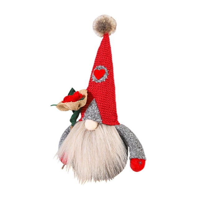 Red hatEaster Gnome para muñeca Gnomos enanos rellenos con barba con sombrero con flores para el festival en casa Fiesta Mesa de comedor Decoración Suministros de regalo esquí esquí Gafas de esquí