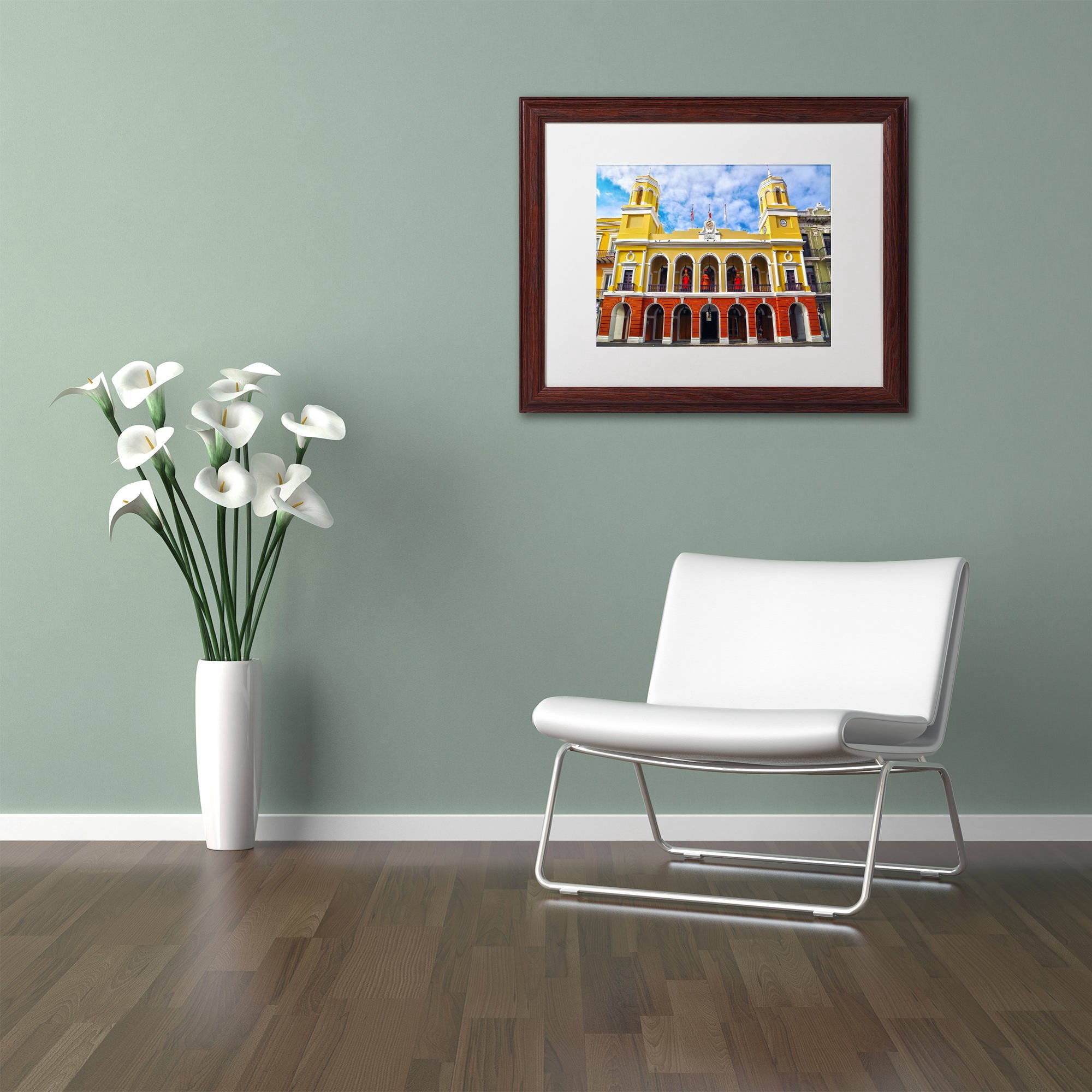 Trademark Fine Art "Alcaldia de San Juan" Canvas Art by CATeyes, White Matte, Wood Frame