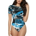thumbnail image 2 of Goofa Football Time Printed Women Rash Guard Short Sleeve,Tummy control Swimsuit Surfing Swimsuit Bathing Suit One Piece Swimsuit UPF 50-, 2 of 9