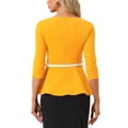 thumbnail image 3 of INSPIRE CHIC Peplum Tops for Women's 3/4 Sleeve Teacher Belted Elegant Business Work Blouse XL Orange, 3 of 5