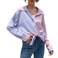 thumbnail image 1 of Women Loose Shirt Long Sleeve Striped Splicing Buttons Oversized Shirts, 1 of 8
