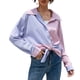 thumbnail image 1 of Camisa holgada de mujer con botones de empalme a rayas de manga larga Camisas de gran tamaño Irfora Medio, 1 of 7
