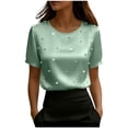 thumbnail image 2 of Women's Casual Short Sleeve Round Neck Solid Color Summer Top, 2 of 5