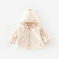 thumbnail image 2 of CYRBOKO Hooded Jackets for Girls, Windproof Long Sleeve Lightweight Zip up Spring/Fall Outerwear Beige Size 8-12 Months, 2 of 9