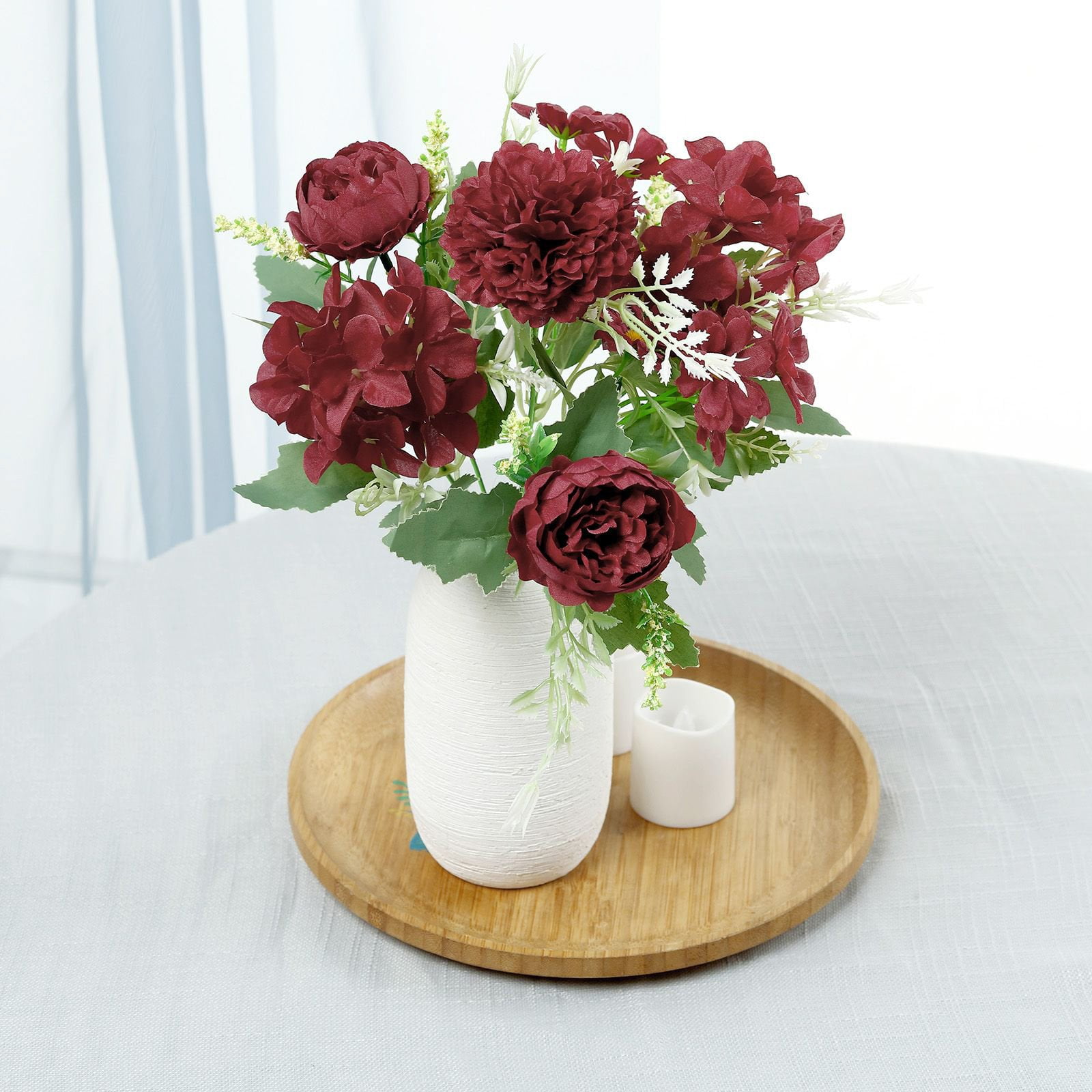 Efavormart 2 Pack - Burgundy Silk Peony Bouquet, Assorted Artificial ...