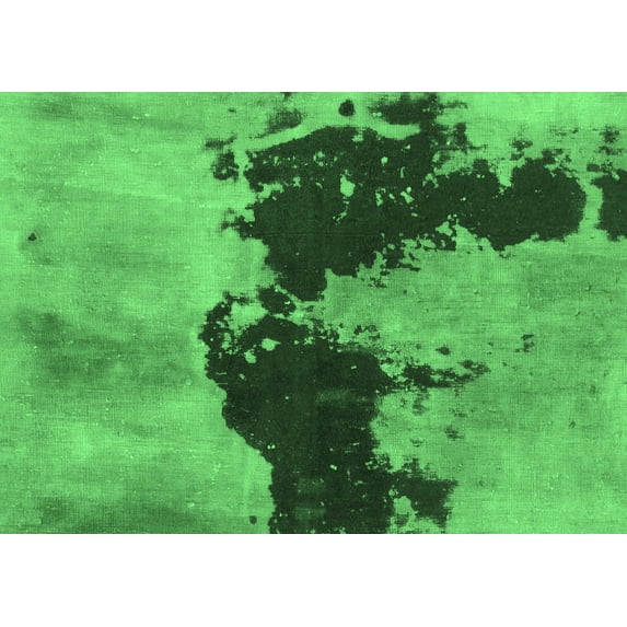 Ahgly Company Indoor Rectangle Abstract Emerald Green Modern Area Rugs, 7' x 10'