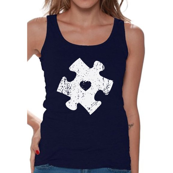 Awkward Styles Autism Puzzle Tank Tops for Women Autism Awareness Tank Top Autism Gifts Autistic Spectrum Awareness Women's Tank Top Support Autism Awareness Tanks Autism Acceptance Women's Tops
