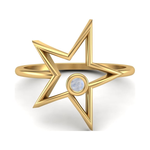 0.03 Ctw Round Rainbow Open Star Ring 925 Sterling Silver Gold Vermeil Solitaire Valentines Day Gifts Ring