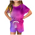 thumbnail image 2 of Gerichy Girls Summer Outfits, Summer Girls Thin Suit Sweet Solid Color Two Piece Set Cute Fly Sleeve Top Ruffled Top Shorts, 2 of 6