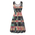 thumbnail image 4 of Vestido casual de verano para mujer, sin mangas, hasta la rodilla, plisado, cuello redondo, estampado Fridja hjkh2403, 4 of 5