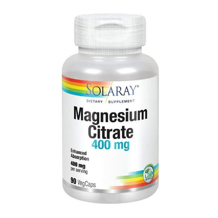 Solaray Magnesium Citrate 400mg | Nutritive Support for Healthy Heart, Muscle, Nerve & Circulatory Function | Chelated for Absorption | 90 Count