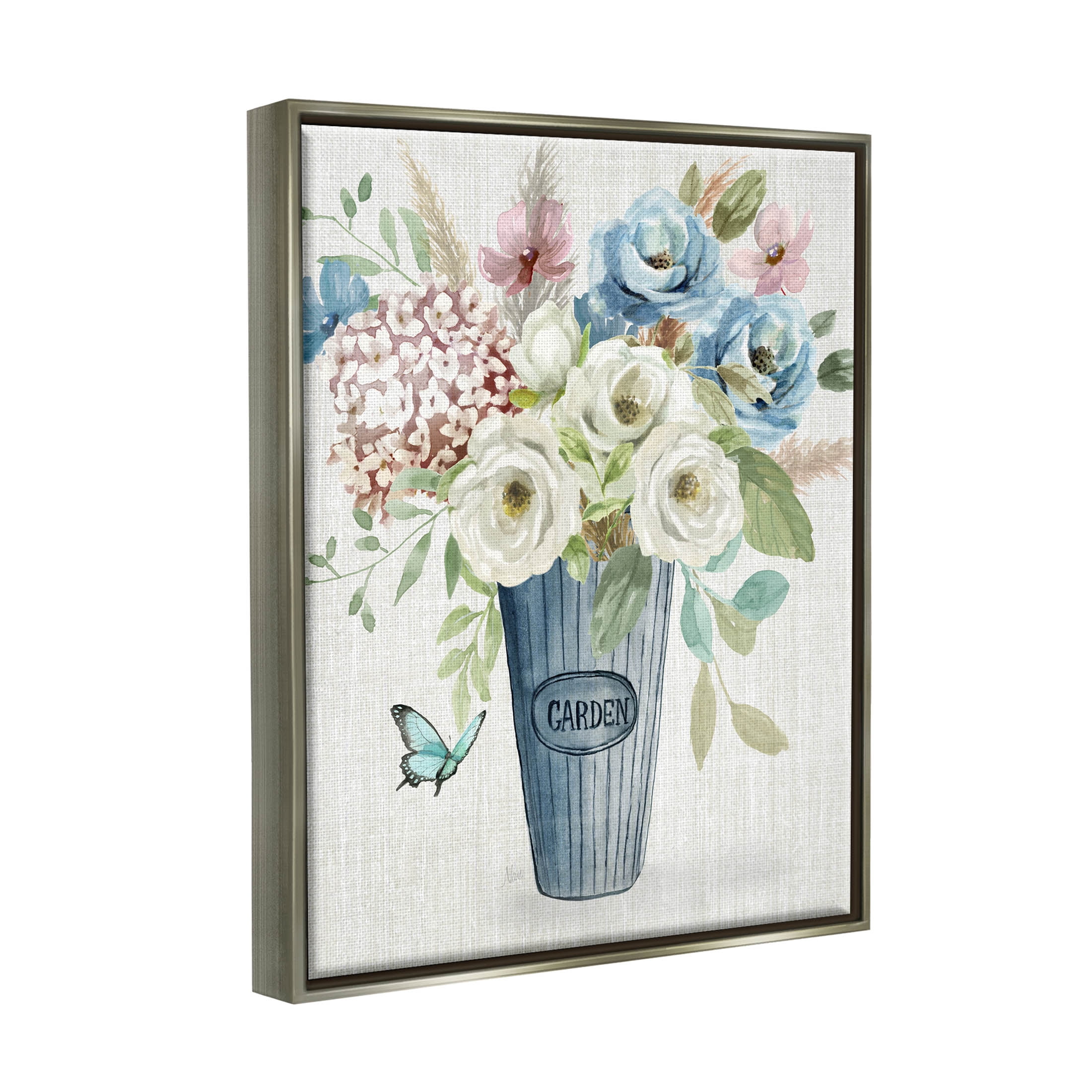 Farmhouse Garden Flower Blooms Botanical & Floral Graphic Art Luster Gray Framed Art Print Wall Art