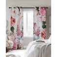 thumbnail image 2 of Elephants Black Out Curtains 63 Inch Long, Room Darkening Draperies Curtains Panels, Pink Elegant Spring Floral Botanical Thermal Insulated Curtain for Bedroom Living Room 52"x63" 2 Panels, 2 of 8