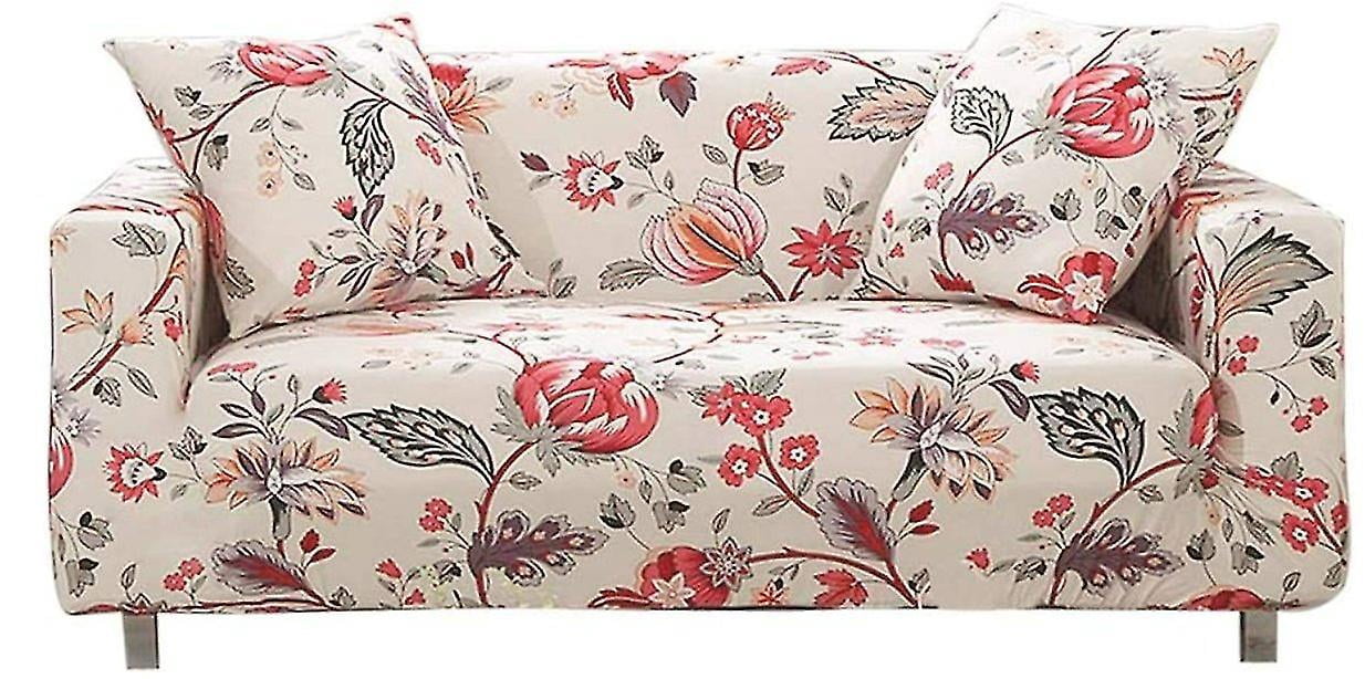 Housse de Canapé Extensible 4 Places - Housses de Fauteuil en Polyester Spandex Élastique Imprimé - Housses de Canapé Universelles Protecteur de Meubles (Rouge Fluide)