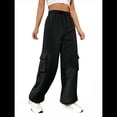 thumbnail image 2 of Pantalones Deportivos Cargo para Mujer, Holgados, de Forro , de Pierna , Elásticos, de Cintura Alta, Informales, para Senderismo, para Otoño. Negro XL, 2 of 8