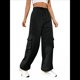 thumbnail image 2 of Pantalones Deportivos Cargo para Mujer, Holgados, de Forro , de Pierna , Elásticos, de Cintura Alta, Informales, para Senderismo, para Otoño. Negro XL, 2 of 8