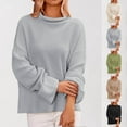 thumbnail image 1 of WRKEKC Chandails pour Femmes Automne Hiver Mode Décontractée Manches Longues Couleur Unie Tricot à Enfiler avec Col Rond Coupe Ample Cozy Surdimensionné pour Détente, 1 of 6