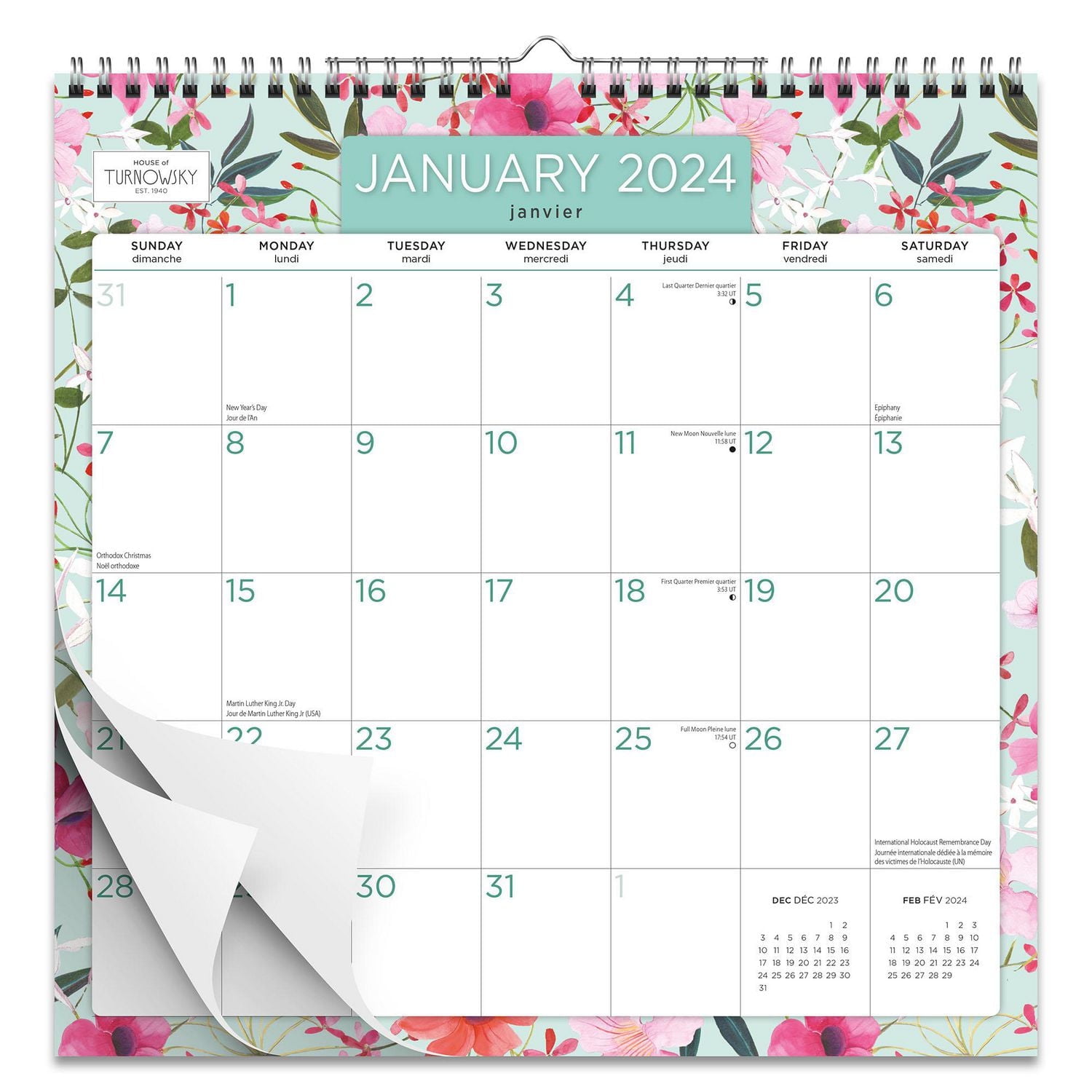 BrownTrout House of Turnowsky Flower Shop 2024 12x12 Inch Wire-O Wall Calendar, 9781975470470