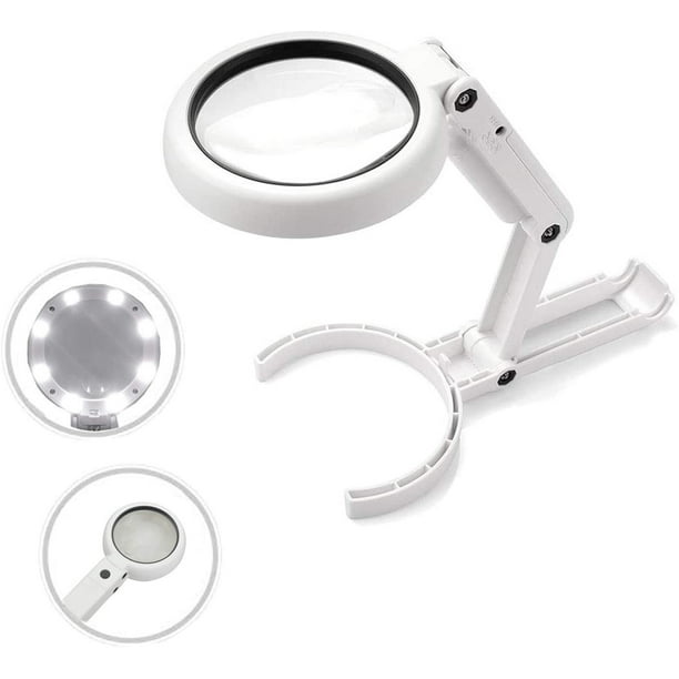 5X Lupas con luz - Lupa de mano, lupas de escritorio con 8 LED para lectura de personas mayores, pasatiempos, manualidades, reparación de computadoras y lupa de joyería, color negro Namotu MZQ-0727