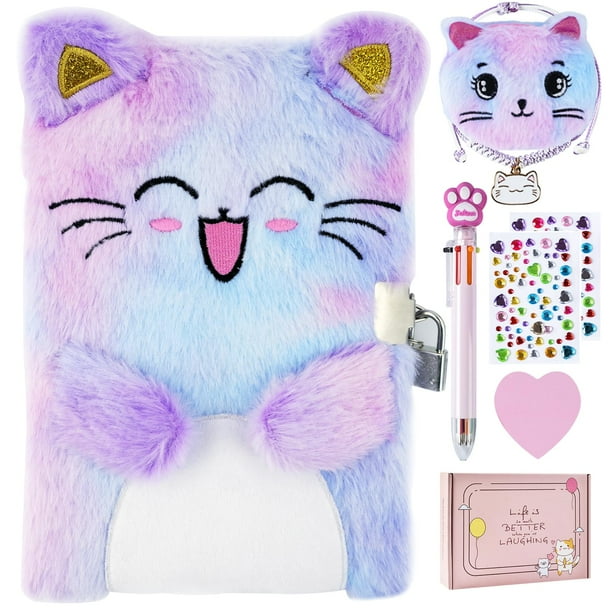 Pjdrllc Diario De Gato Con Candado Regalo Para Niña De 6 7 8 Años Diario Secreto Cuaderno Con Monedero Bolígrafo Multicolor Notas Post-It Pegatinas Práctico Regalo Para Cumpleaños (Un Gato Feliz)