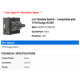 thumbnail image 2 of Left Window Switch - Compatible with 1998 Dodge B3500, 2 of 2