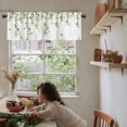 thumbnail image 4 of Green Leaf Windows Valances Curtain Watercolor Floral Green Eucalyptus Kitchen Valances Rod Pocket Round Leaves Window Treatment Short Topper Curtains for Kitchen Bathroom Living Room 1 Panel,54x18 in, 4 of 6