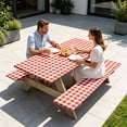 thumbnail image 5 of Picnic Table Cover with Bench Covers, 3pcs Set Outdoor Waterproof Picnic Tablecloth with Elastic Edges, 72x30 Inches, Red, 5 of 9