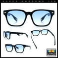 thumbnail image 2 of Gentlemanly Retro Fashion Vintage Vibe Horn Rim Rectangle Plastic Sunglasses Black - Blue, 2 of 8