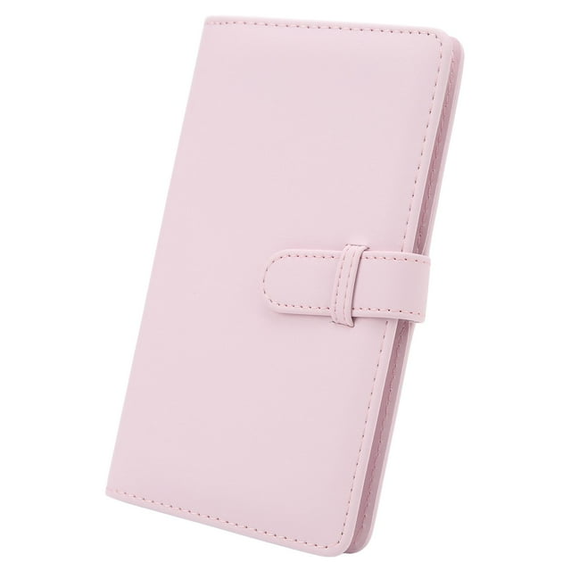 Álbum de fotos de 3 pulgadas con 108 bolsillos, miniálbum de fotos de cuero sintético para entradas de cine, tarjetas de presentación, color rosa cereza claro.