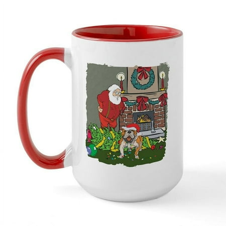 

CafePress - Santa s Helper Bulldog Large Mug - 15 oz Ceramic Large Mug