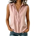 thumbnail image 2 of Endives Women's Linen Shirt Casual Summer Sleeveless Shirt for Women Button Down Collared Blouses Business Casual Shirt Work Shirt Tank Tops for Women Pink XL, 2 of 4