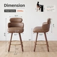 thumbnail image 3 of HomeZeer 26" Swivel Bar Stools Set of 4, Dark Brown PU Leather with Back & Footrest, Solid Wood Legs Anti-Slip Base, Counter Height Stools for Kitchen Island, 3 of 10