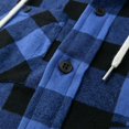 thumbnail image 4 of LYSMORA Mens Plaid Button Down Hooded Shirt Long Sleeve Chest Pocket Casual Outdoor Hoodie Shacket, 4 of 5