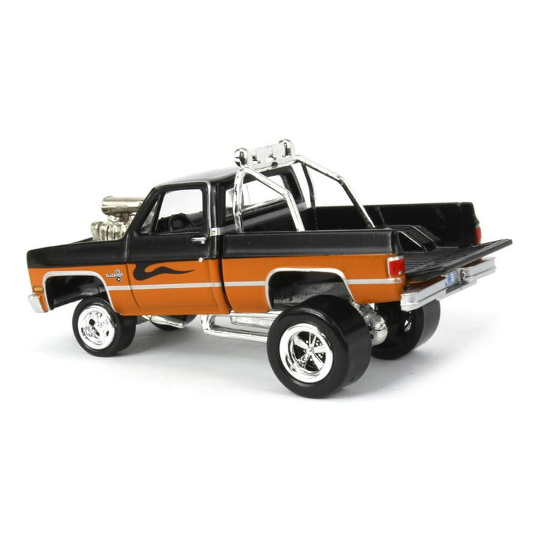 Auto World 1/64 1985 Chevrolet Silverado, Black and Orange